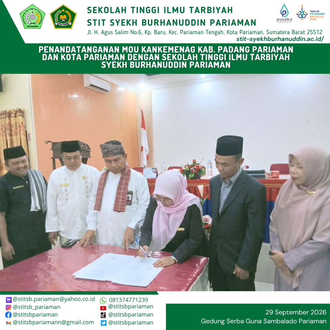 STIT Syekh Burhanuddin Pariaman Jalin MoU dengan Kankemenag, Perkuat Kolaborasi Program Magister S2 PAI